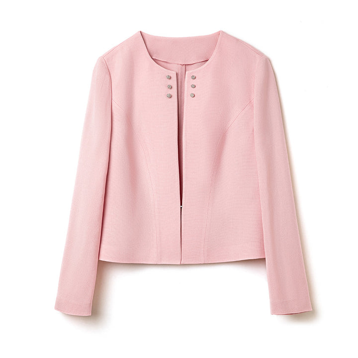 Damen Kurzblazer im minimalistischen Fit mit Perlen-Knopfbesatz und taillierter Schnitt Echoarchiv