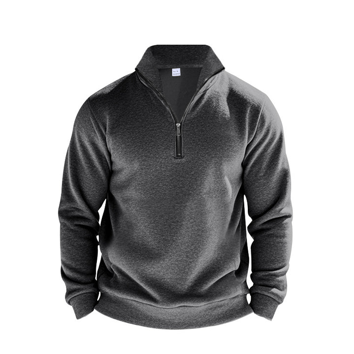 Herren Fleece-Pullover mit halbem Reißverschluss und elastischen Bündchen Echoarchiv