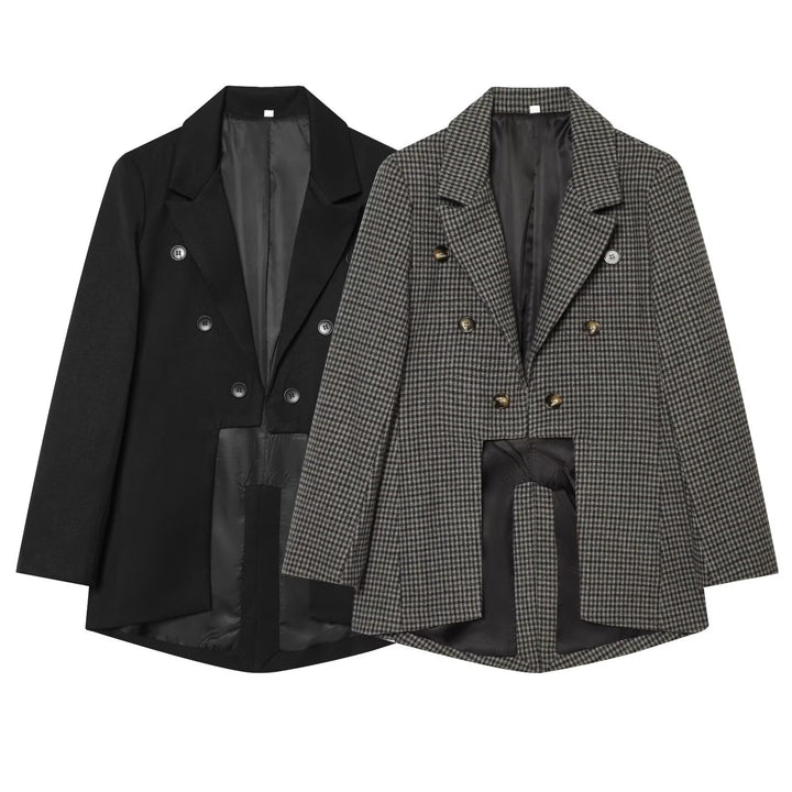 Damen Doppelreihiger Oversize-Blazer mit Satinfutter und verlängertem Saum Echo Archiv