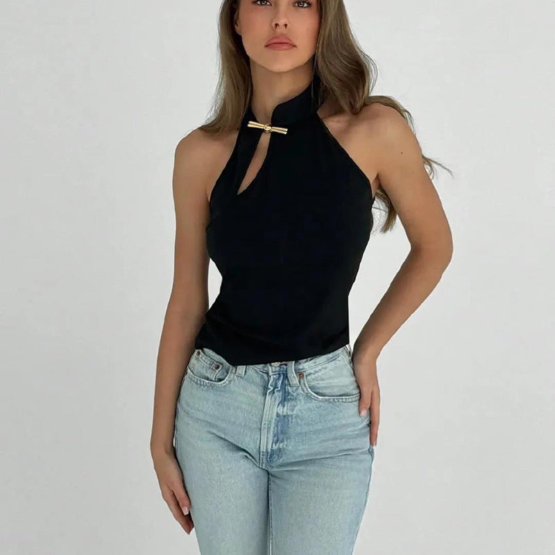 Damen Elegantes Haltertop mit modischer Schlitz-Detail Echo Archiv