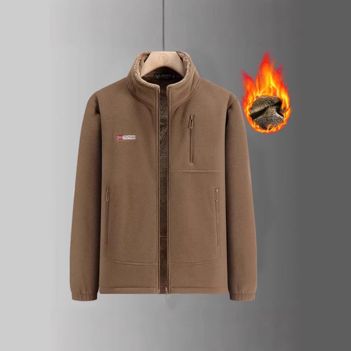 Herren Fleecejacke mit Teddyfutter, Stehkragen und mehreren Reißverschlusstaschen Echoarchiv