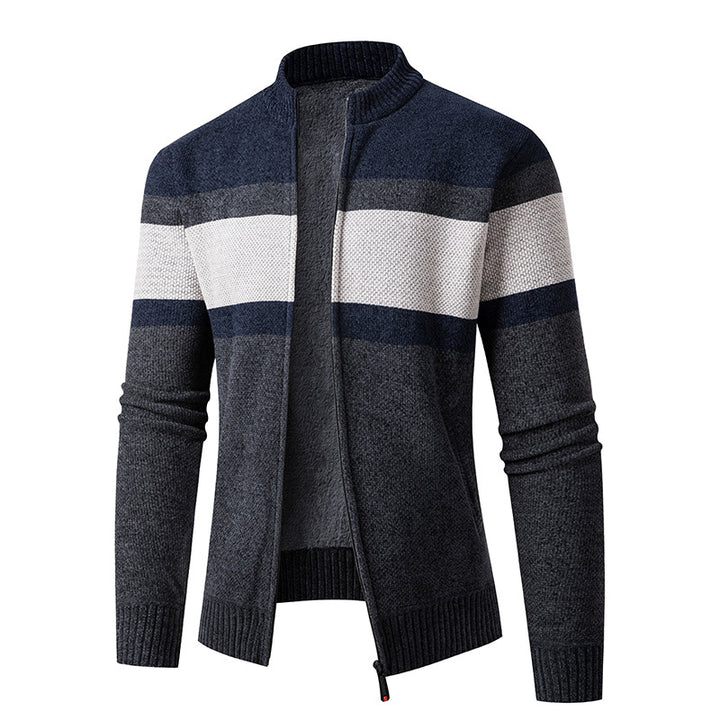 Herren modische Strickjacke mit hohem Kragen und strukturiertem Design Echoarchiv