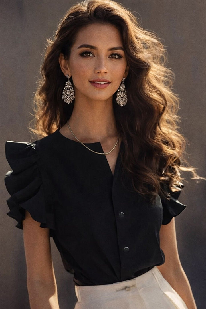 Damen Elegante Bluse mit Rüschendetails im schlichten Design Echo Archiv