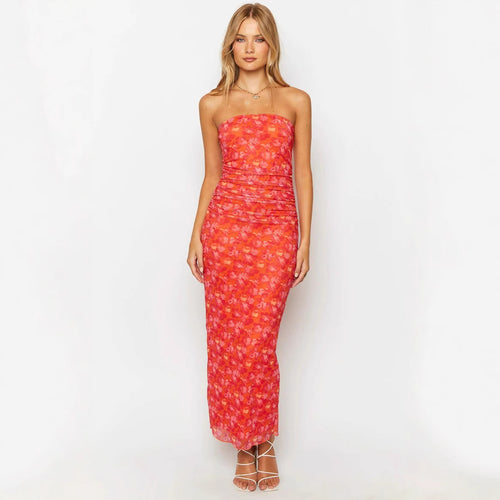 Damen figurbetontes Maxikleid mit strapazierfähigem Stretchstoff und floralem Design Echo Archiv