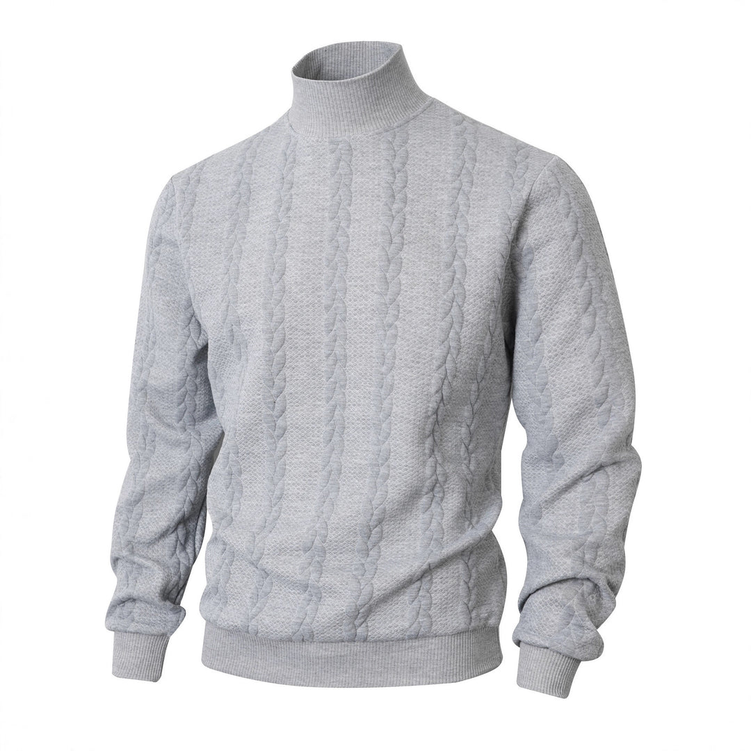 Herren Rollkragenpullover mit Zopfstrickmuster und gerippten Bündchen – Norvane