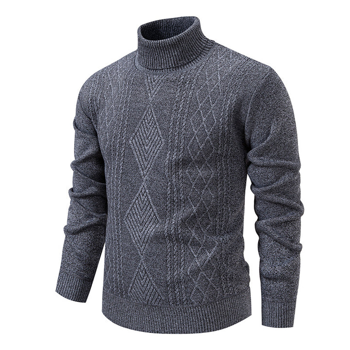 Herren nan Feinstrick-Rollkragenpullover mit strukturierter Zopfmuster-Struktur und körpernahem Schnitt Echo Archiv