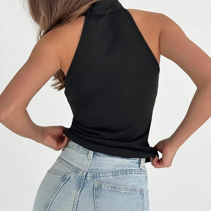 Damen Hochgeschlossenes Sporttop mit dekorativem Schlitz und eleganter Schnalle Echo Archiv