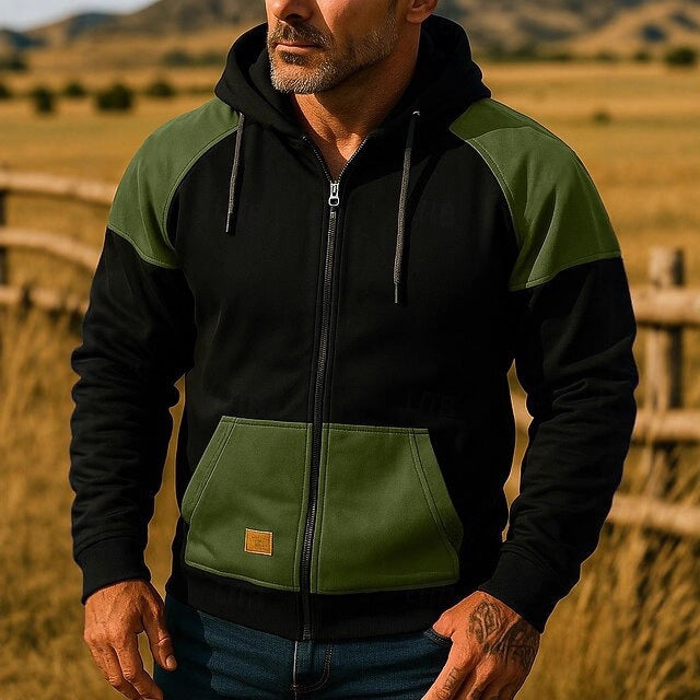 Herren Sportliche Kapuzenjacke mit Farbblockdesign Echoarchiv