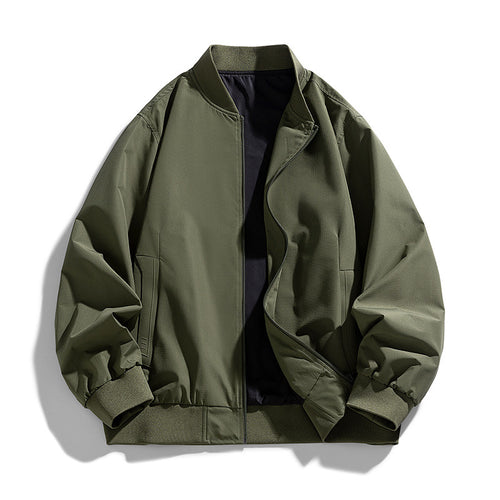 Men's relaxed-fit zip-front utility jacket with ribbed collar elastic hem – Taviero