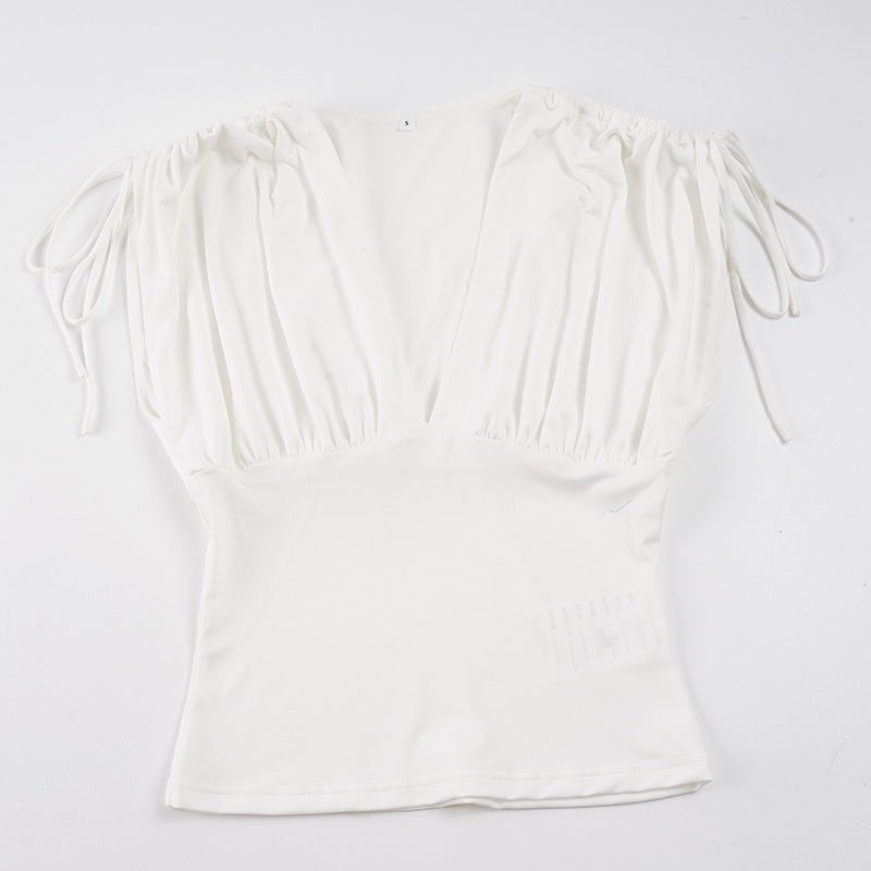Damen Elegantes Wickeloberteil mit Rüschendetails und tiefem V-Ausschnitt Echo Archiv