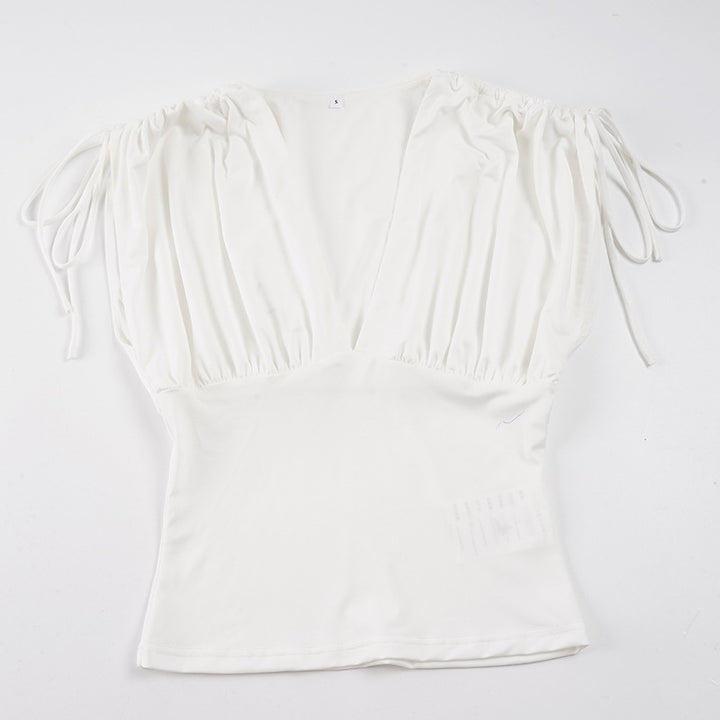 Damen Elegantes Wickeloberteil mit Rüschendetails und tiefem V-Ausschnitt Echo Archiv