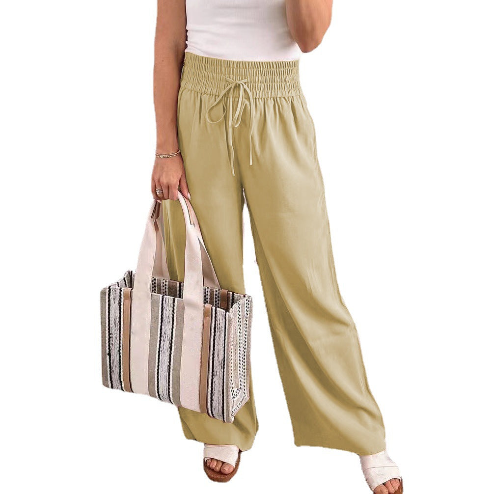 Damen Palazzo‑Hose aus fließendem Viskosemix mit hohem Smockbund und Tunnelzug – Avélisse