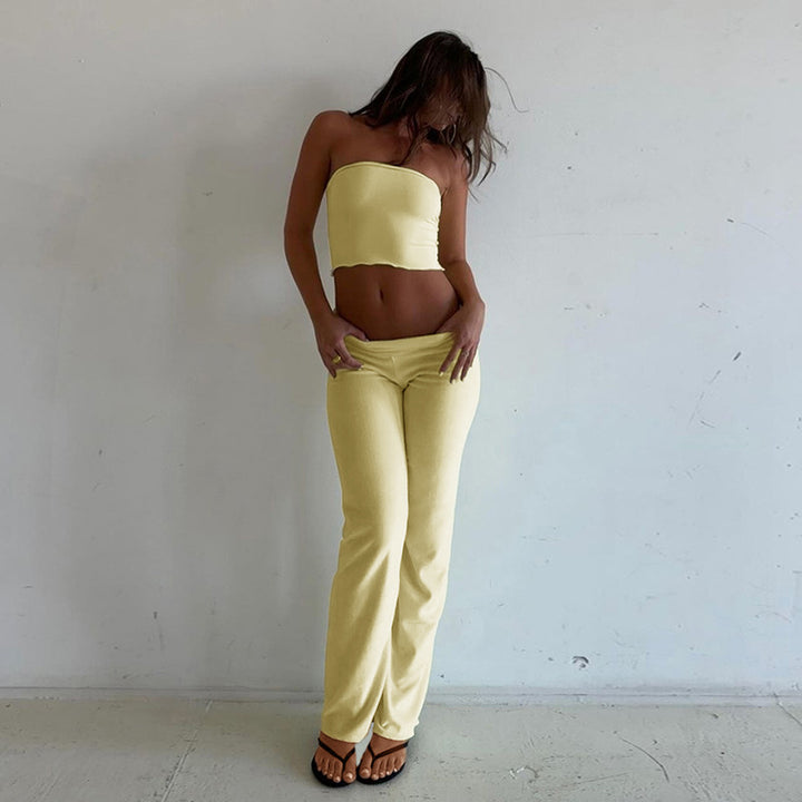 Damen Sommerliches Crop-Top und Palazzo-Hosen Set Echo Archiv