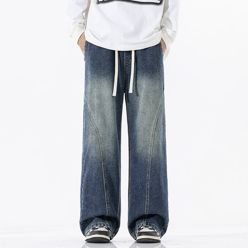 Herren Skulpturale Baggy-Denimhose mit tiefem Schritt und abgerundetem Saum Echo Archiv