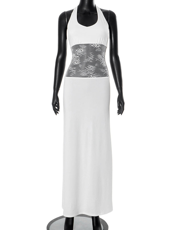 Damen Elegantes Maxikleid mit romantischer Spitzenmitte Echo Archiv