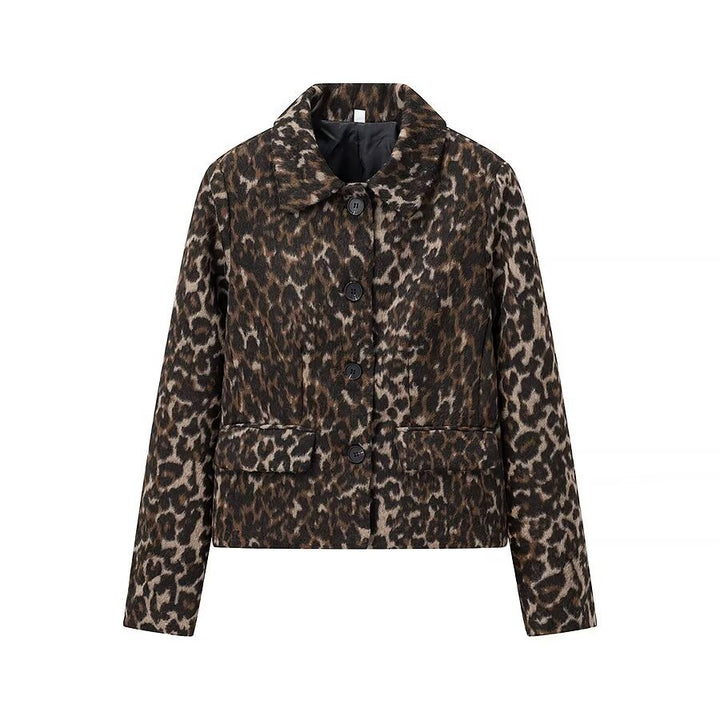 Damen Boxy‑Kurzjacke mit Leopardenmuster, Hemdkragen und aufgesetzten Pattentaschen Echo Archiv