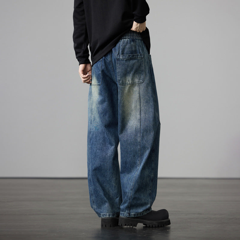 Herren Baggy-Denimhose mit Tunnelzug und Used-Wash-Details Echo Archiv