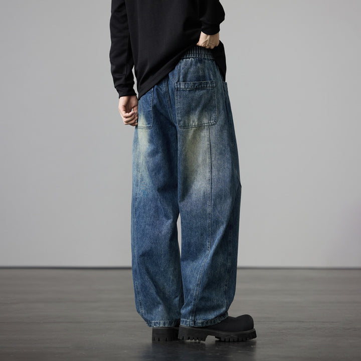 Herren Baggy-Denimhose mit Tunnelzug und Used-Wash-Details Echo Archiv