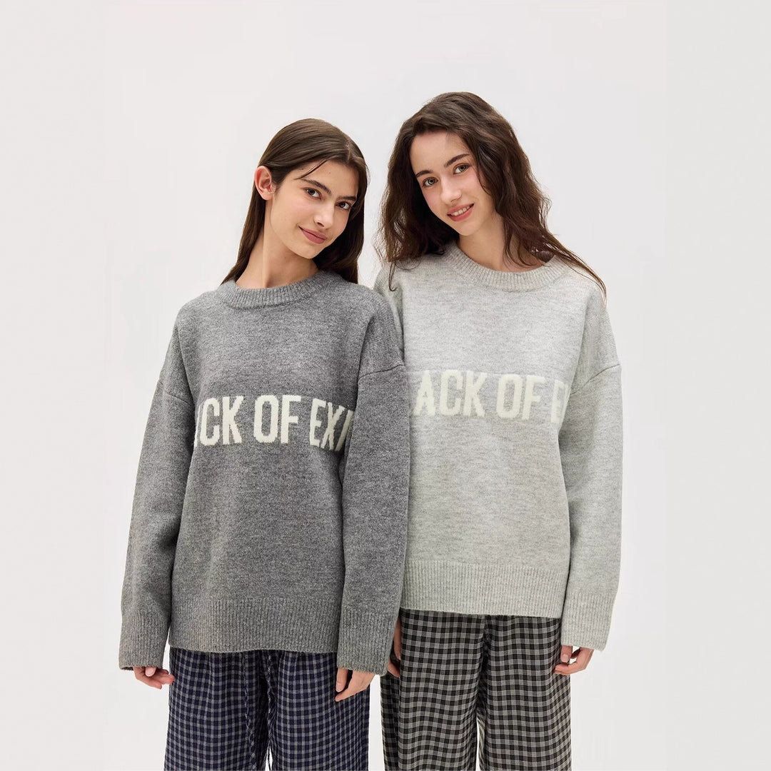 Damen Lässiger Oversized Pullover mit kreativem Schriftzug Echoarchiv