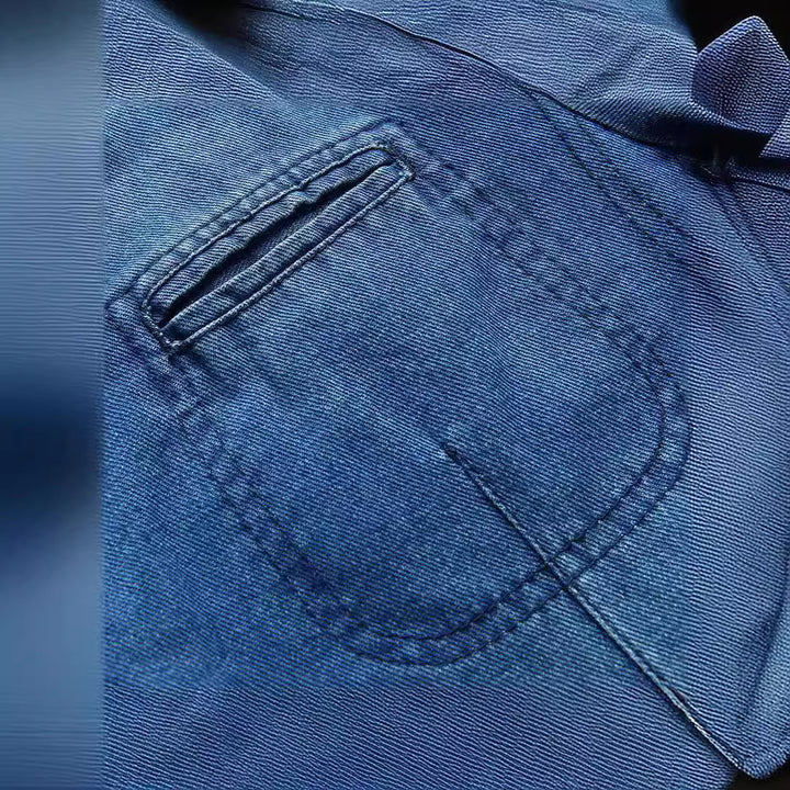 Herren Jeans-Sakko im lockeren Schnitt mit Reverskragen und aufgesetzten Taschen – Tianoro