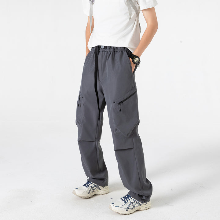Herren Weite Utility‑Cargohose mit elastischem Bund, Reißverschluss‑Taschen und verstellbarem Saum Echo Archiv