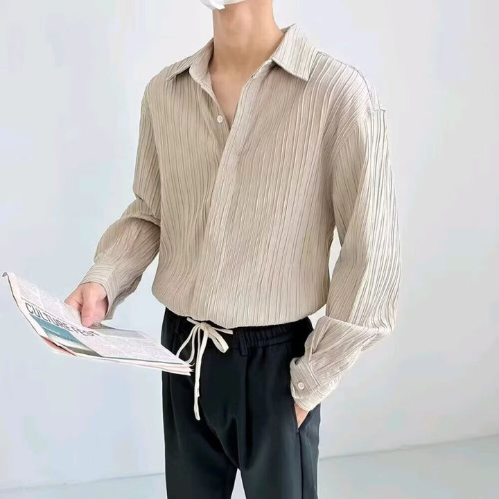 Herren lässiges Langarmhemd mit strukturiertem Design Echoarchiv