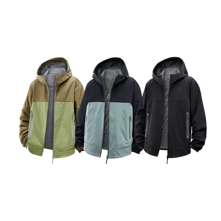 Unisex Leichte Wind- und Fleecegefütterte Kapuzenjacke mit Zwei-Wege-Reißverschluss Echo Archiv