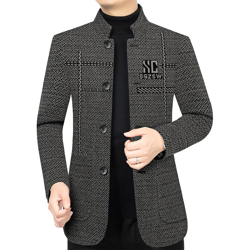 Herren Sakko-Cardigan mit wärmender Teddyfutter und Stehkragen – Taviero