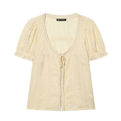 Damen luftige Bluse mit Rüschendetails und dekorativen Knöpfen Echo Archiv