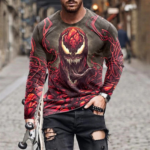 Herren Langarm T-Shirt mit künstlerischem Venom-Design Echoarchiv