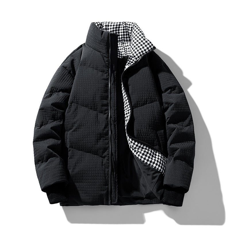 Herren gesteppte wendbare Winterjacke mit Stehkragen und Hahnentrittmuster-Futter Echo Archiv