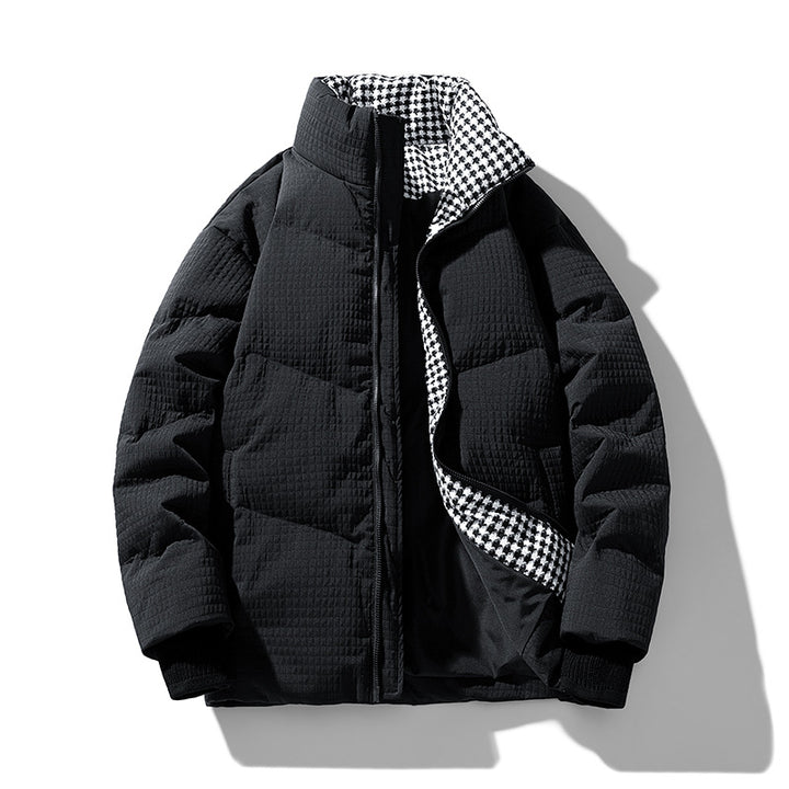 Herren gesteppte wendbare Winterjacke mit Stehkragen und Hahnentrittmuster-Futter Echo Archiv
