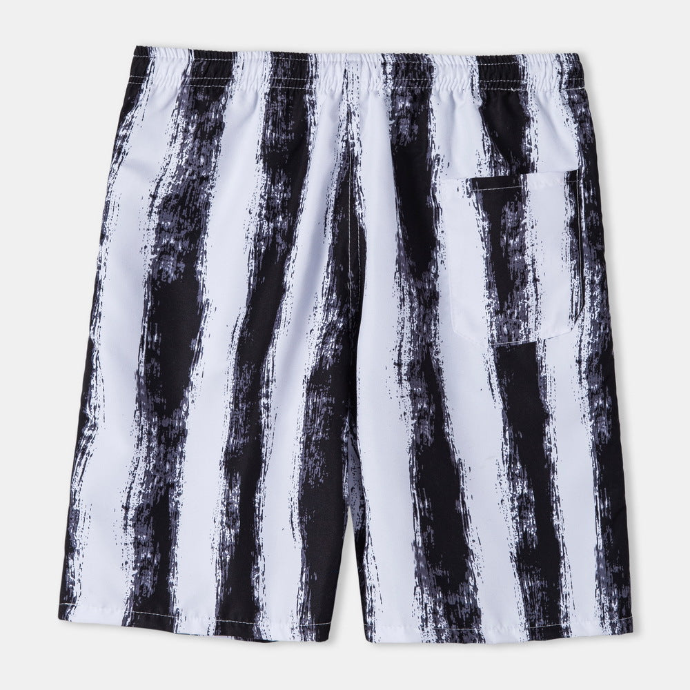 Herren Badeshorts mit modernem Streifenmuster und elastischem Bund Echoarchiv