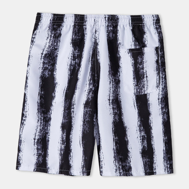 Herren Badeshorts mit modernem Streifenmuster und elastischem Bund Echoarchiv
