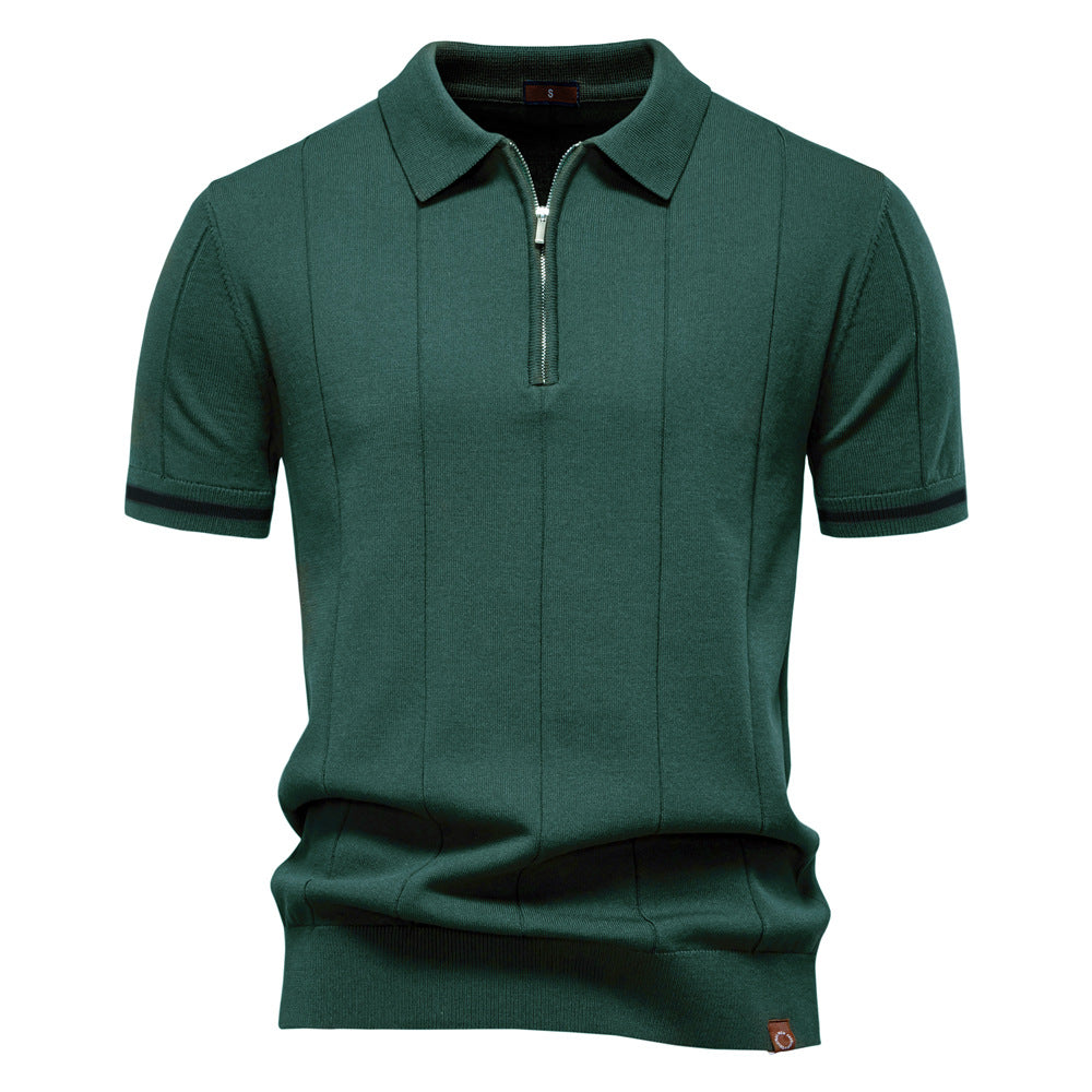 Herren Polohemd mit kurzer Knopfleiste und strukturiertem Design Echoarchiv