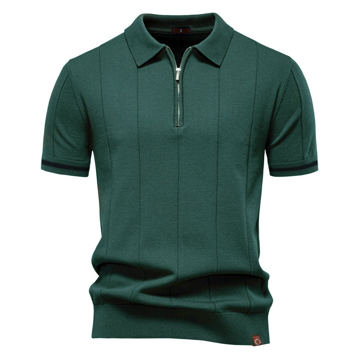 Herren Polohemd mit kurzer Knopfleiste und strukturiertem Design Echoarchiv