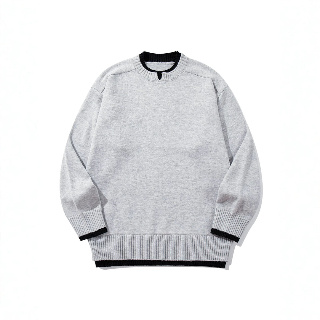 Damen Oversize‑Strickpullover mit kontrastiertem Rippkragen und verlängertem Bund Echoarchiv