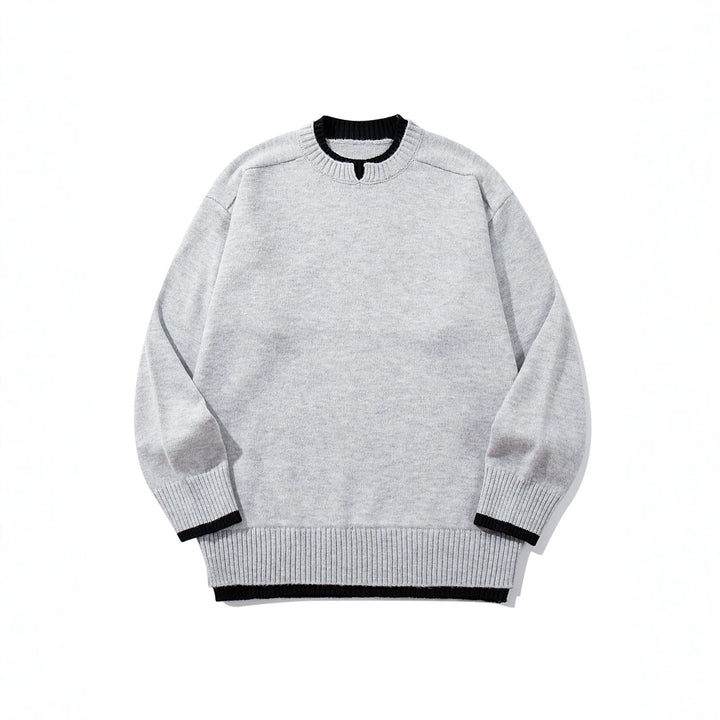 Damen Oversize‑Strickpullover mit kontrastiertem Rippkragen und verlängertem Bund Echoarchiv