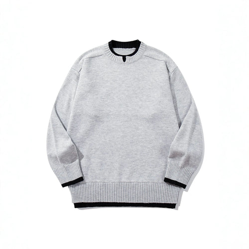 Damen Oversize‑Strickpullover mit kontrastiertem Rippkragen und verlängertem Bund Echoarchiv