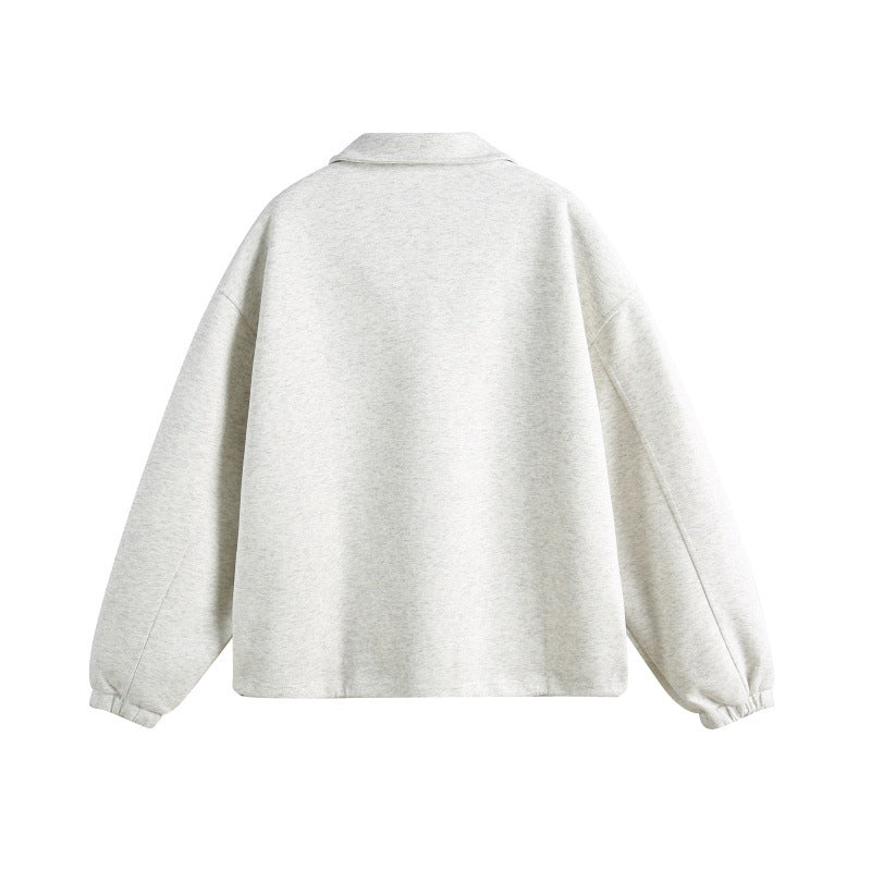 Unisex Lässiges Polo‑Sweatshirt mit offenem Kentkragen, Oversize‑Schnitt und Eingrifftaschen Echoarchiv