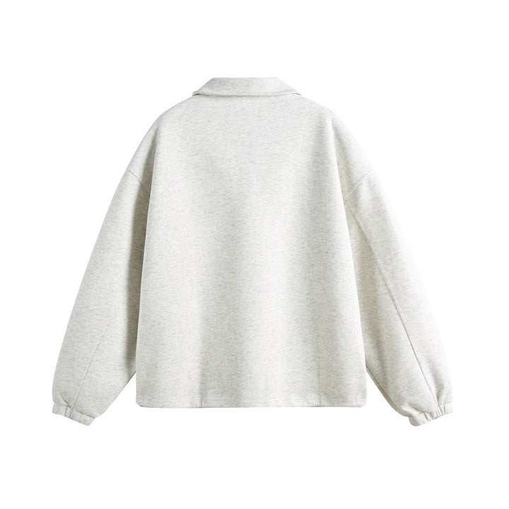Unisex Lässiges Polo‑Sweatshirt mit offenem Kentkragen, Oversize‑Schnitt und Eingrifftaschen Echoarchiv