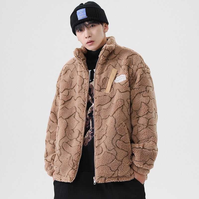 Damen kuschelige Teddy-Fleece Jacke mit Stehkragen und Kordelzug Echoarchiv