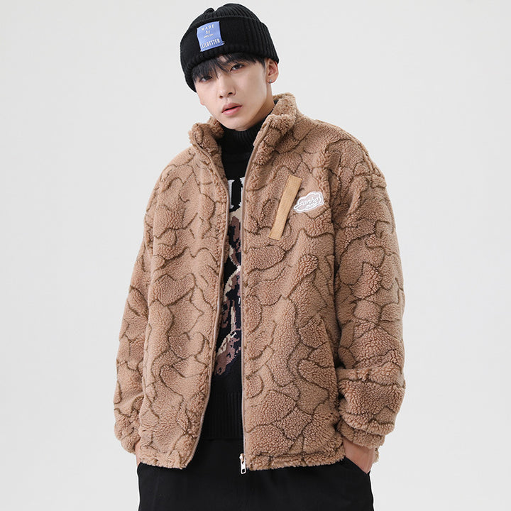 Damen kuschelige Teddy-Fleece Jacke mit Stehkragen und Kordelzug Echoarchiv