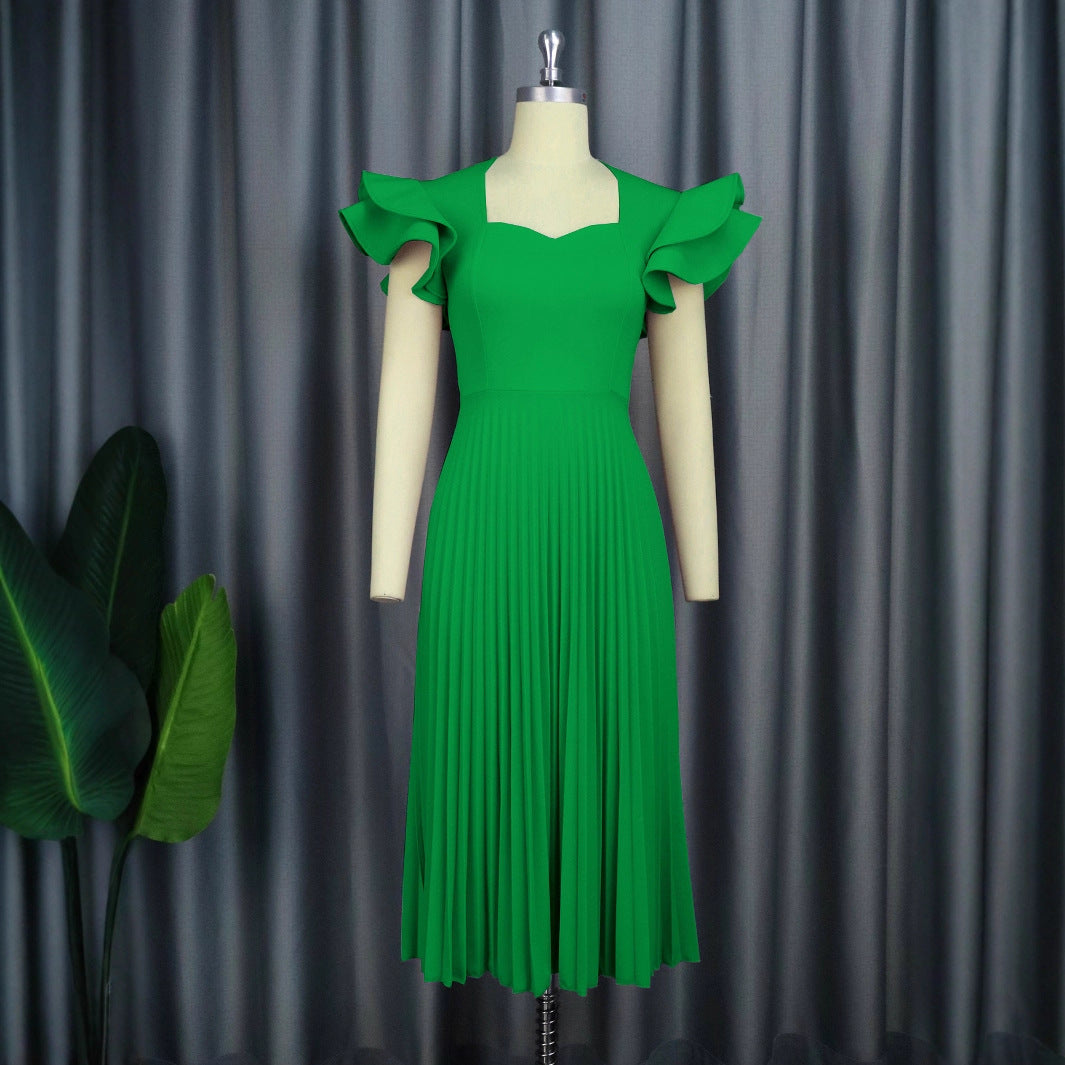 Damen plissiertes Maxikleid mit eleganten Rüschendetails Echo Archiv