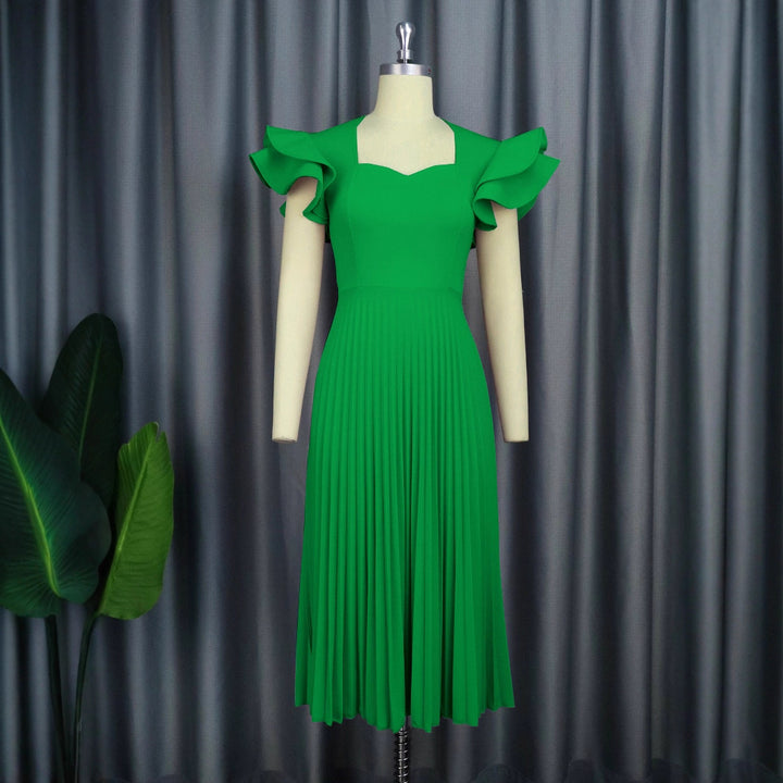 Damen plissiertes Maxikleid mit eleganten Rüschendetails Echo Archiv