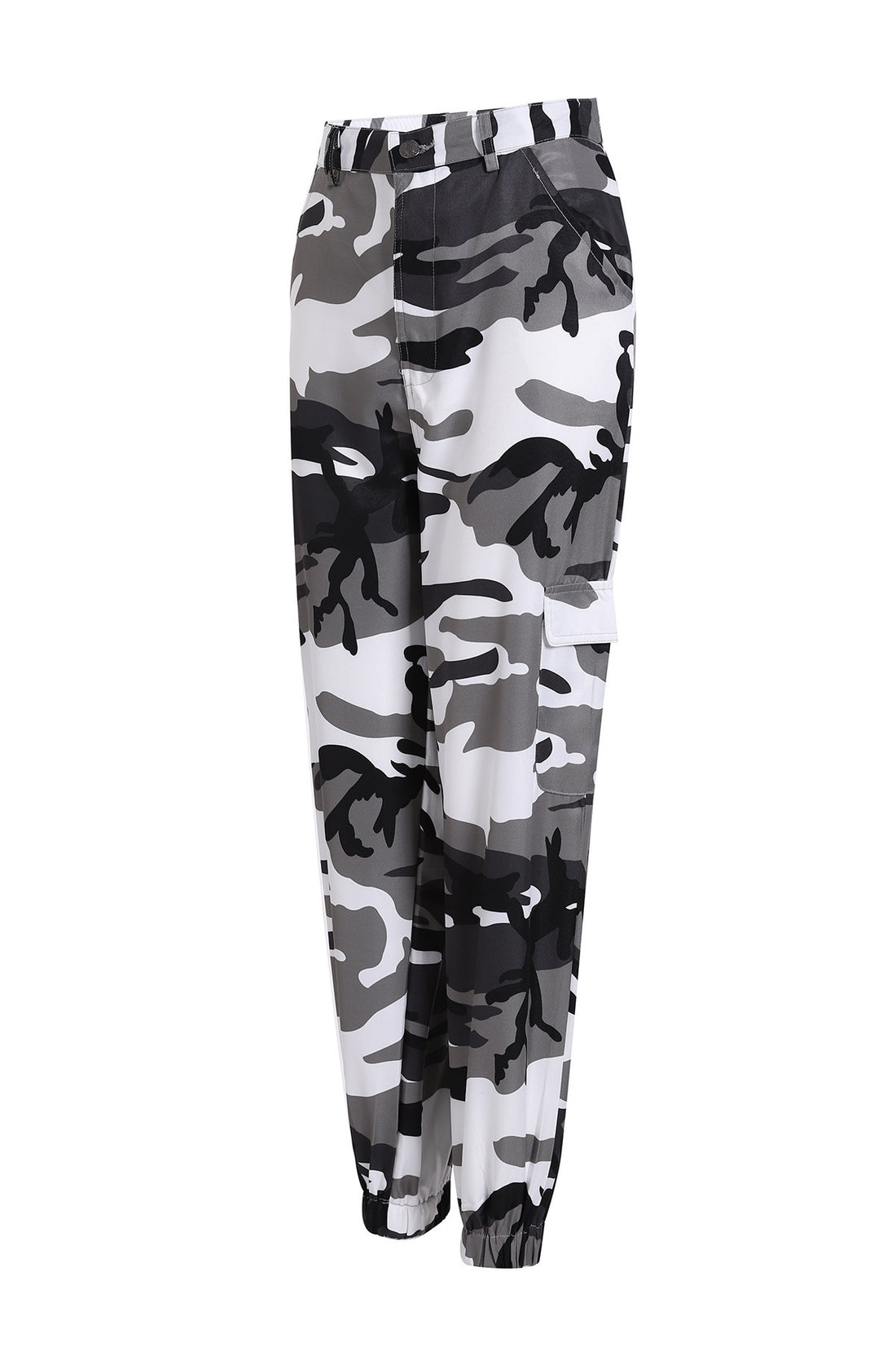 Damen Cargohose mit Camouflage‑Print, elastischem Bund und Beinbündchen – Avélisse
