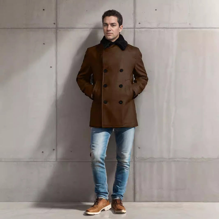 Herren eleganter Dufflecoat mit weichem Kragen Echoarchiv