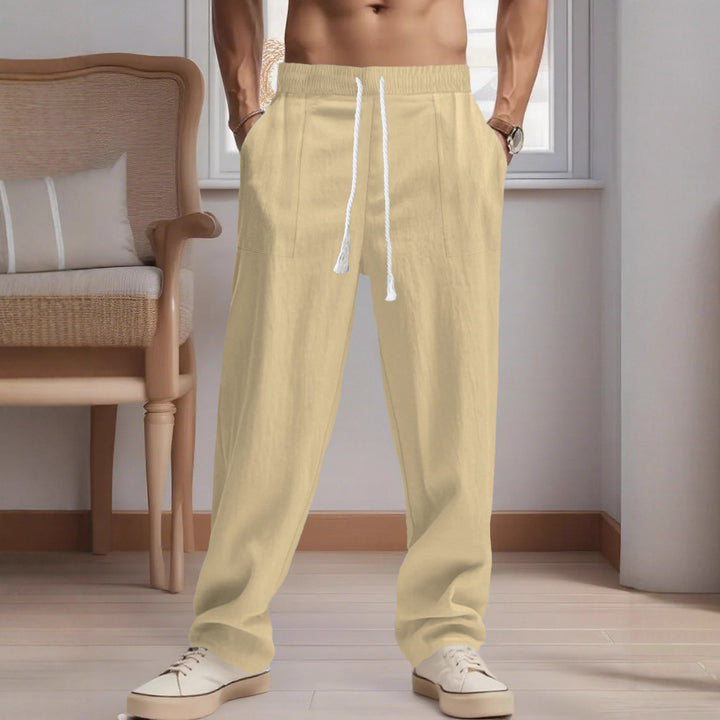 Herren bequeme Leinenhose mit elastischem Bund und praktischen Taschen Echoarchiv
