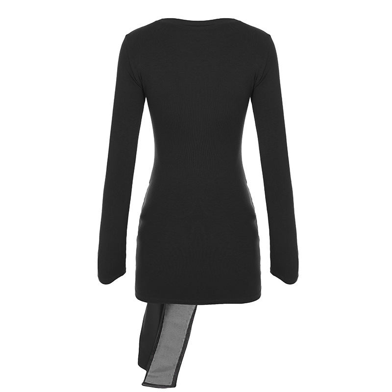 Damen Asymmetrisches Longsleeve-Tunika-Kleid mit seitlicher Schluppe Echo Archiv