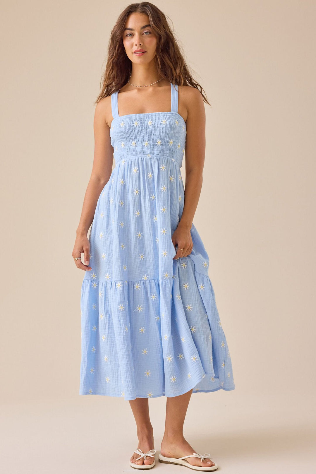 Damen Maxikleid mit gesticktem Design und luftiger Passform Echo Archiv